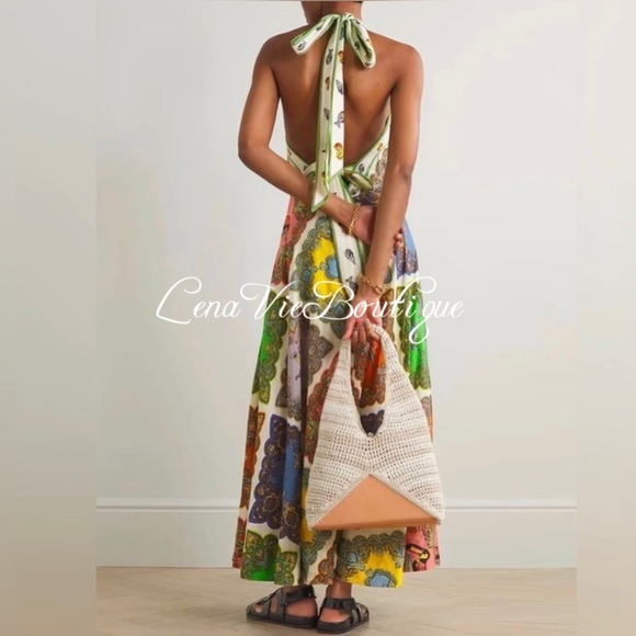 Lena Vie Boutique Dresses & Skirts - LenaVie Boutique | Tropical Tile-Print Cotton Halter A Line Mermaid Dress